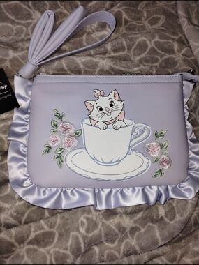 Lilac Cat Teacup Wristlet Bag - Disney Marie Design